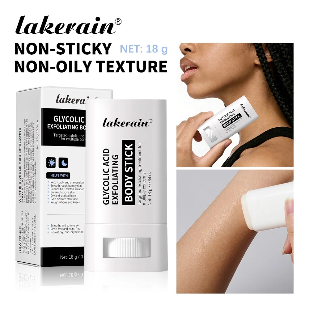 Lakerain Glycolic Acid Tẩy Tế Bào Chết Body Stick - Tẩy Tế Bào Chết Sâu Cho Da Thô, Ốp Lưng, Không Hương Thơm, Mục Tiêu KP & Tóc Phát Triển, Thích Hợp Cho Mọi Loại Da