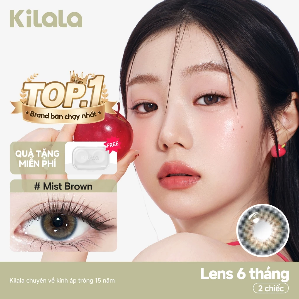 Kính áp tròng Kilala màu nâu Mist Brown và 24K Coffee Brown DIA 14.2mm lens cận 6 tháng có độ (0-8) 1 cặp