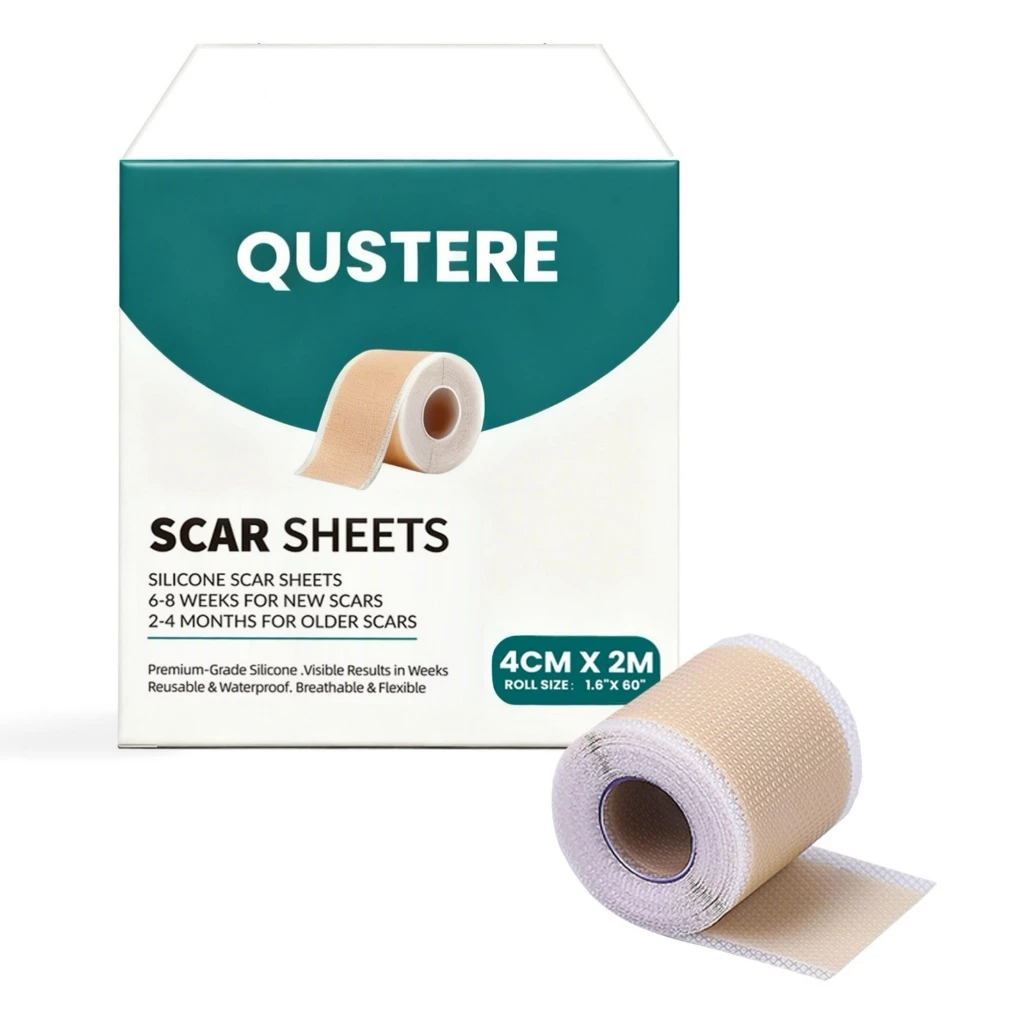 QUSTERE Miếng Dán Silicone Chăm Sóc Sẹo Cuộn 2M – Miếng Dán Da Silicone Mềm Mại, Có Thể Tái Sử Dụng, Chống Thấm Nước