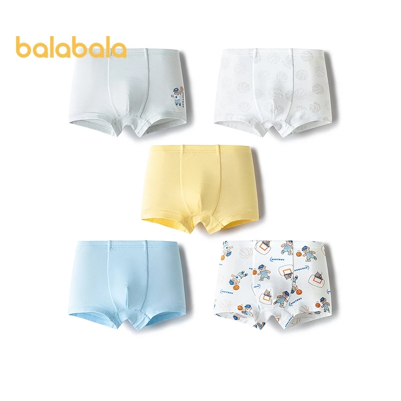 Balabala Bé Trai Quần Lót Trẻ Em 2026 Quần Short Boxer Co Giãn 5 Gói Quần Lót Mềm Mại Thoải Mái Cho Trẻ Em Short Cotton Thoáng Khí Cho Trường Học Hàng Ngày Mặc Nhà Gói Gear