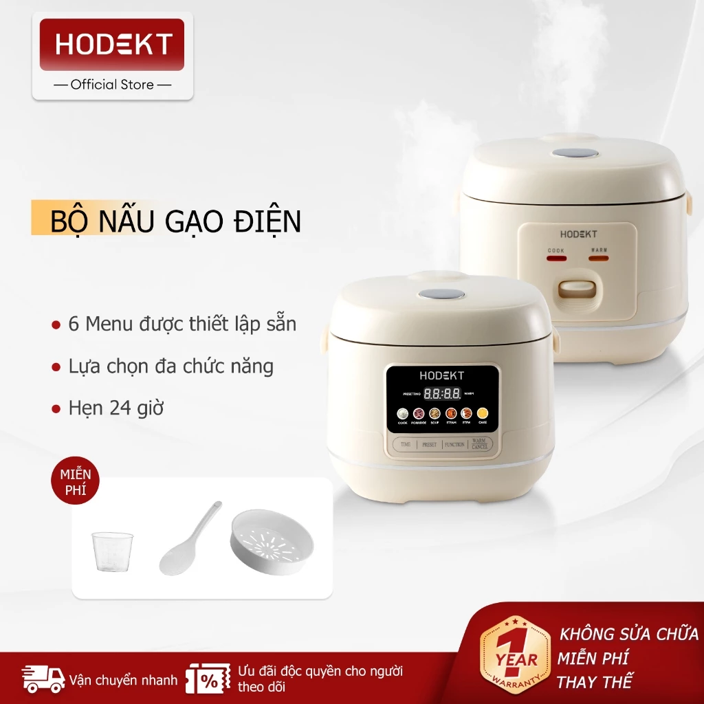 Nồi Cơm Điện Tử HODEKT 4L Nấu Cơm & Hấp & Hầm Xương Hẹn Giờ 24H Phù Hợp Gia Đình 4-6 Người