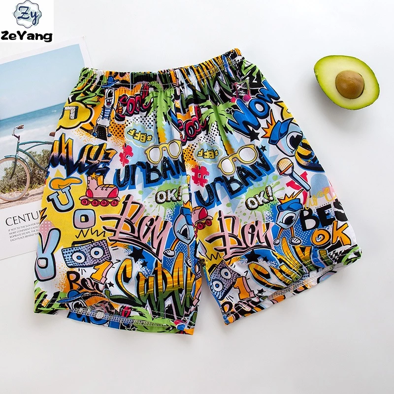 Quần Short Cotton Lụa Mỏng Thoáng Khí In Họa Tiết Hoạt Hình Thời Trang Hàn Quốc Cho Bé 80-150cm