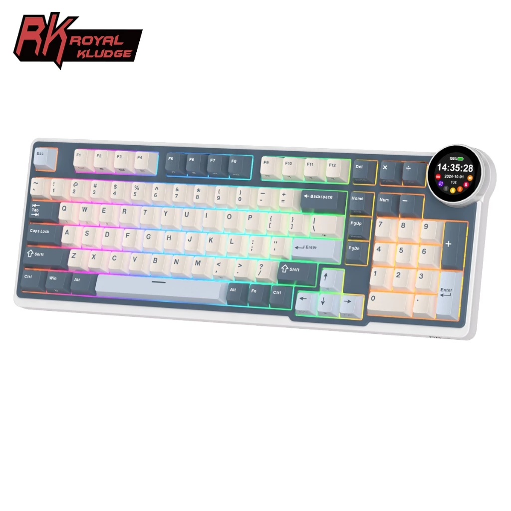 Royal Kludge RK N99 Moon 98 Key Tri-Mode RGB Có Dây Bluetooth 2.4G Không Dây Với Màn Hình TFT Bàn Phím Cơ