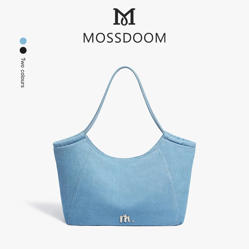 MOSSDOOM Talina Bag Túi đeo vai mềm Denim dung tích lớn sành điệu đơn giản