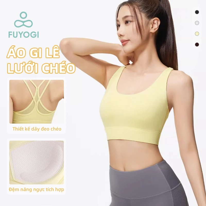 Lưới Crossback Thể Thao Áo Ngực Dành Cho Nữ Tích Hợp Áo Ngực Cho Yoga Pilates Chạy Bộ Thể Dục Back-Flattering