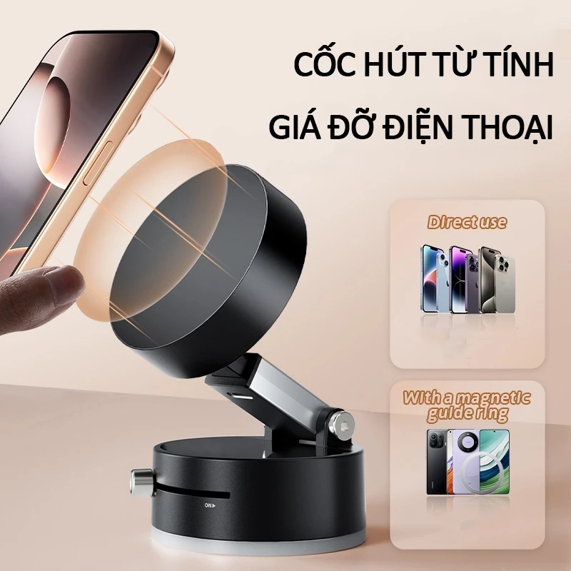 Giá đỡ điện thoại từ tính MagSafe hút chân không xoay 360 độ đa năng dùng ô tô xe máy bàn làm việc