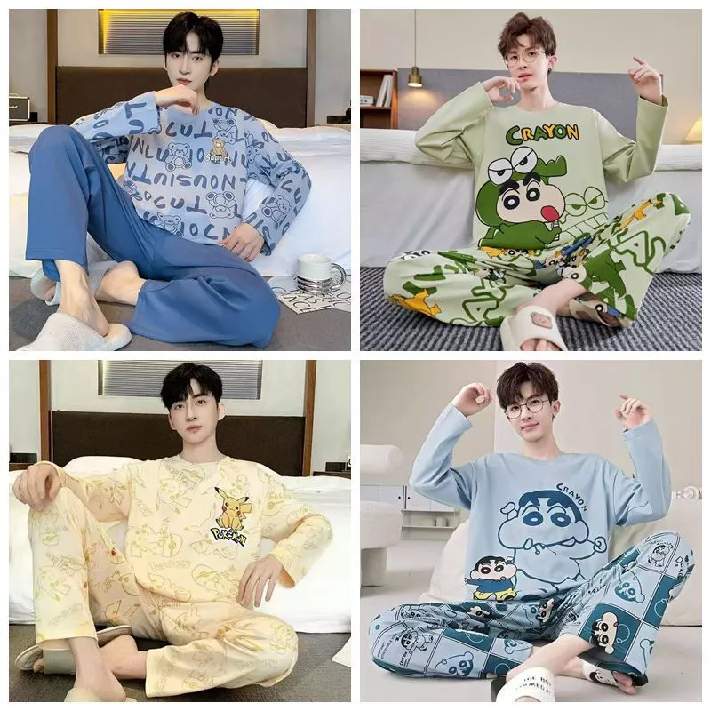 Bộ Đồ Ngủ Nam Dài Tay Có Quần In Hoạt Hình - Phù Hợp Làm Homewear