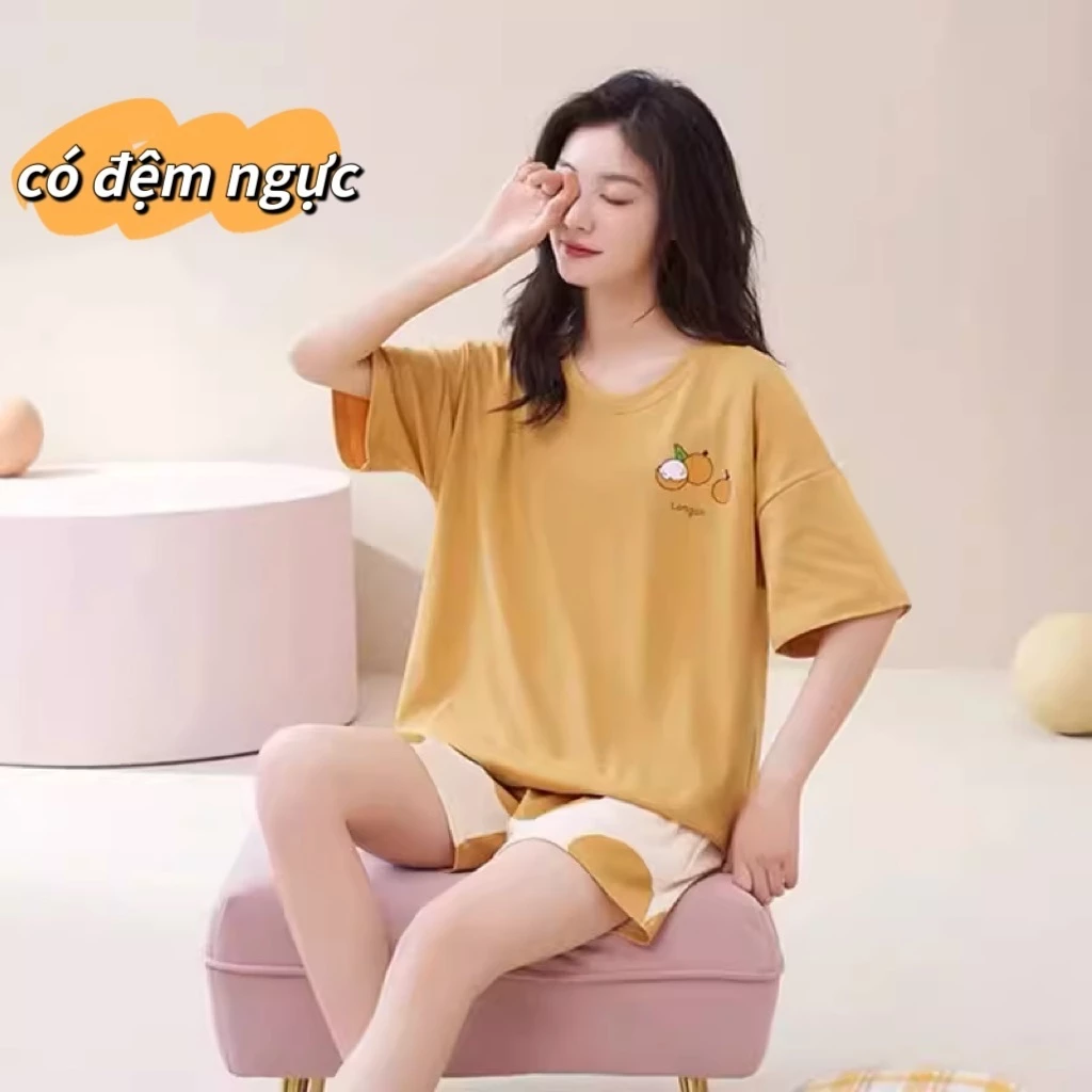 【Mẫu bán chạy có mút ngực】 Bộ đồ ngủ mùa hè chất lượng cao, tay ngắn - quần short. Đồ mặc nhà phiên bản nâng cấp, khuyến mãi đặc biệt.