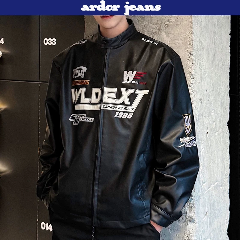 [ardor]Áo khoác Da nam nữ PU khẩu cao cấp đen jacket