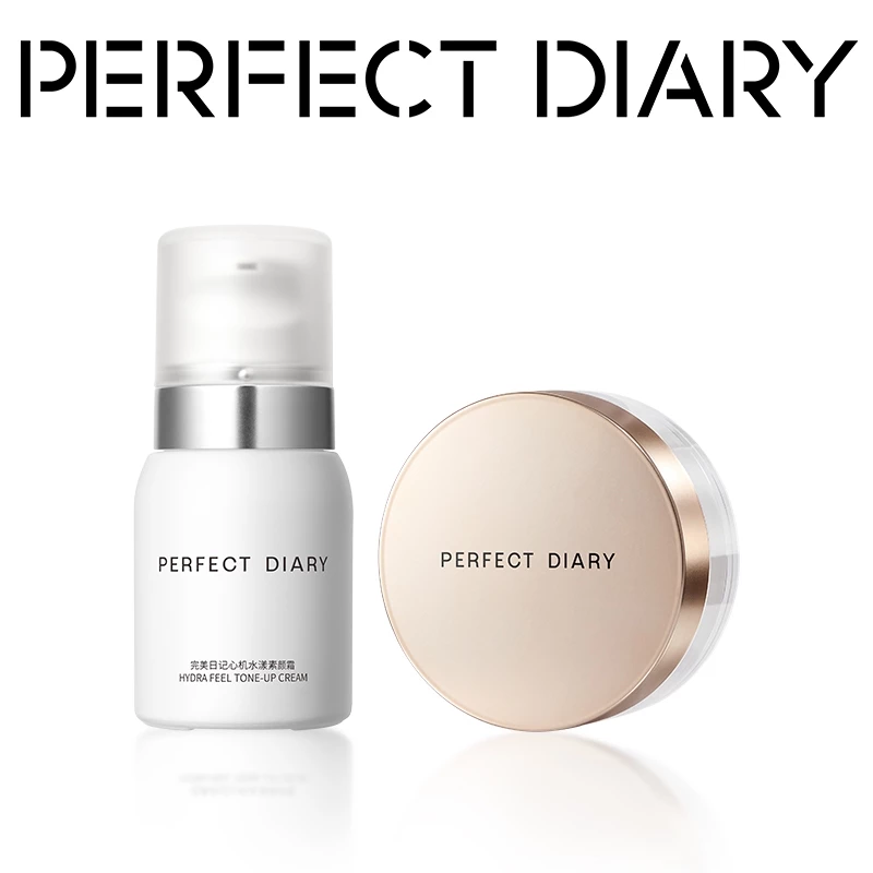Phấn phủ PERFECT DIARY PerfectStay  kiềm dầu chống thấm nước kiểm soát dầu 4 màu tùy chọn chuyên dụng 7g & Kem dưỡng da 40g kem nền kem lười nâng tông dưỡng ẩm mỏng nhẹ