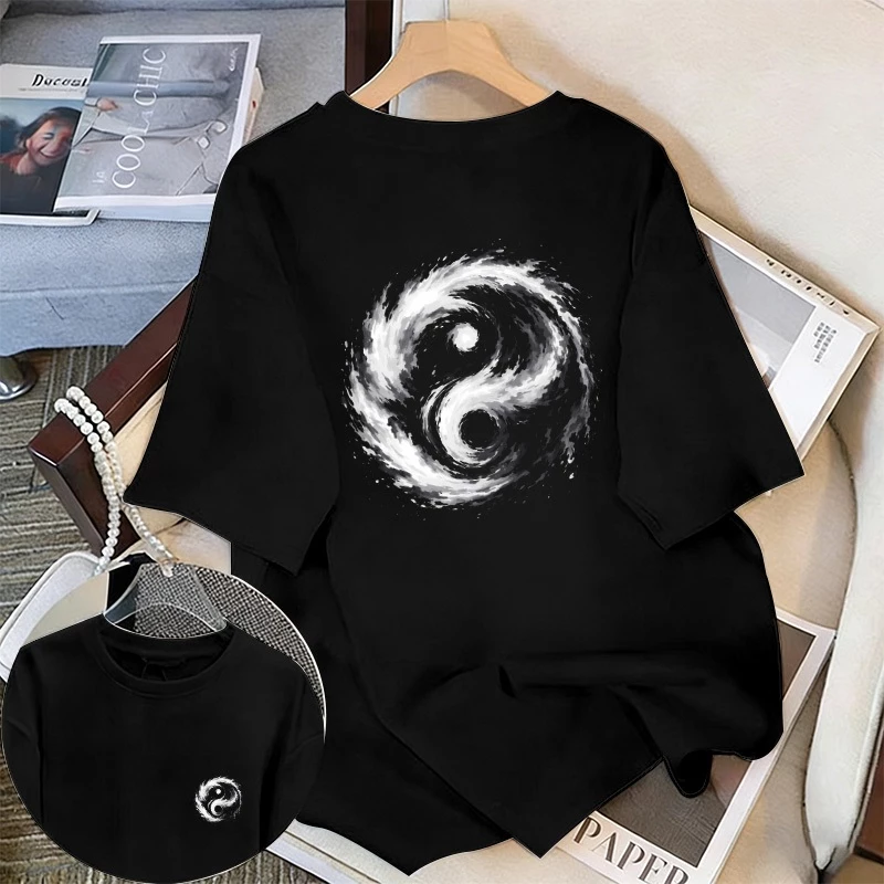 ✨Hàng có sẵn✨WASSUP áo thun in hình thái cực - Mẫu mới! cotton, thời trang, Unisex.