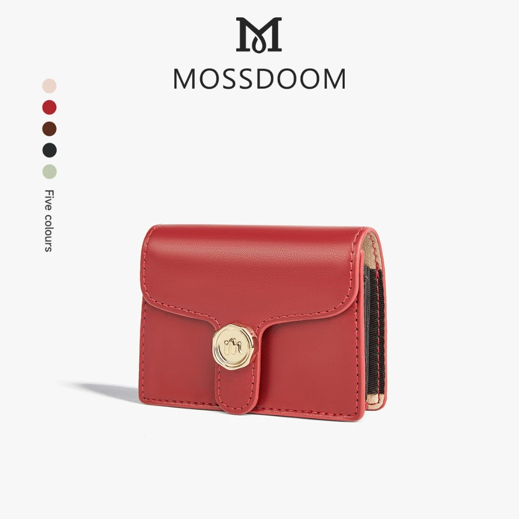 MOSSDOOM Bria Wallet Ví đựng nhiều thẻ đơn giản màu trơn dành cho nữ