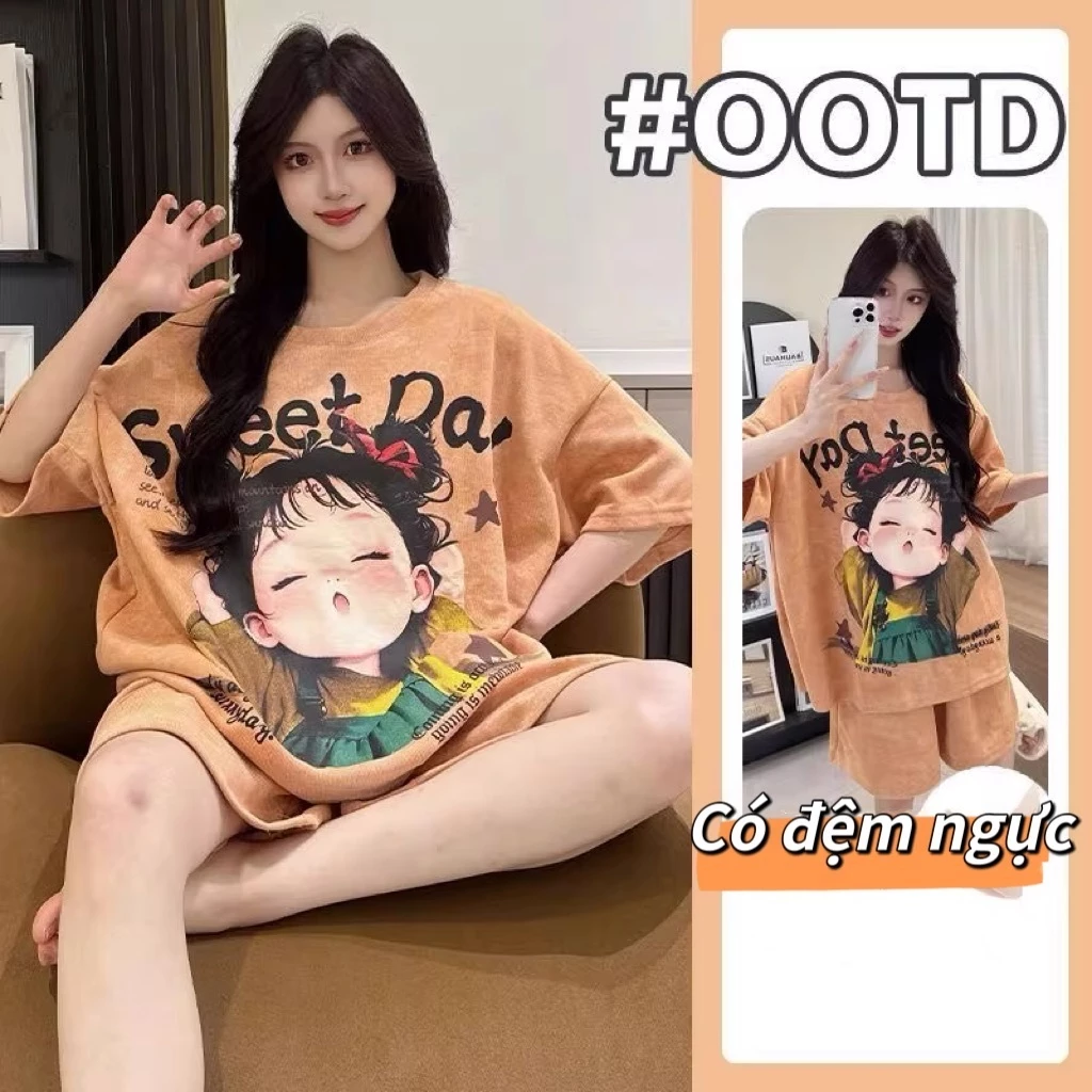 【Có đệm ngực / Chất liệu cotton mềm mại như mây】Đồ Mặc Nhà Mùa Hè Mát Mẻ: Bộ Tay Ngắn Quần Ngắn Dễ Thương, Nhiều Mẫu Đẹp