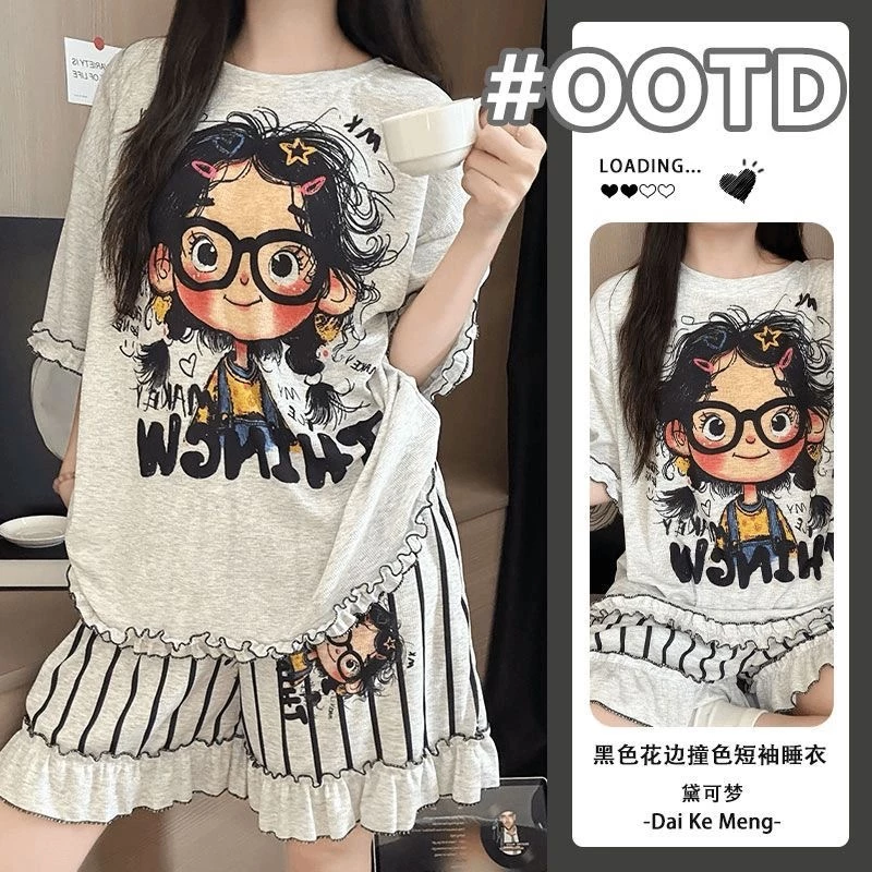 Đồ Ngủ Hoạt Hình Mắt Dễ Thương Cho Bé Gái