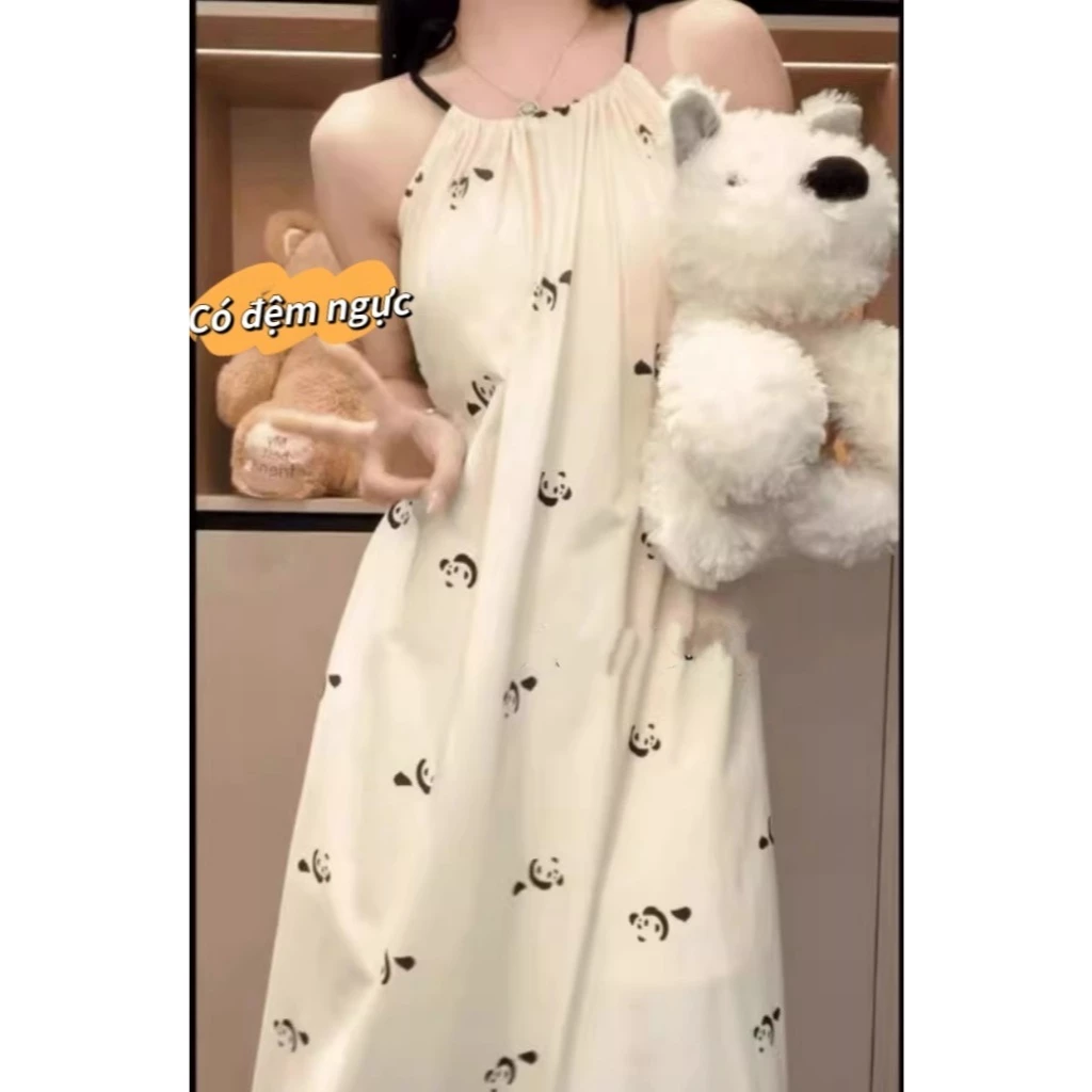 【Cotton Có Miếng Ngực】Váy Ngủ Dáng Dài Mùa Hè – Dây Đeo Có Thể Điều Chỉnh – Phong Cách Ngọt Ngào, Cá Tính, Quyến Rũ Nhẹ – Dành Cho Nữ – Mặc Nhà, Đi Ngủ Thoáng Mát
