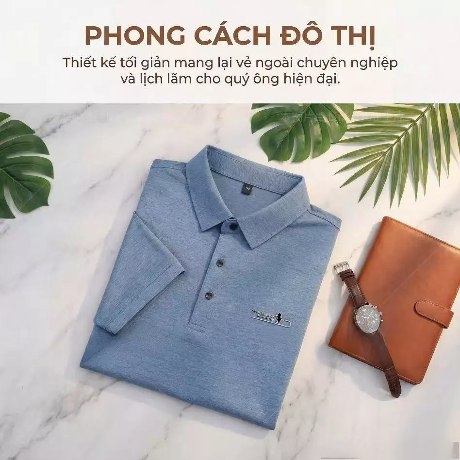 Áo sơ mi polo nam phong cách Anh, mềm mại và thoáng khí, phù hợp cho công sở và mặc thường ngày.