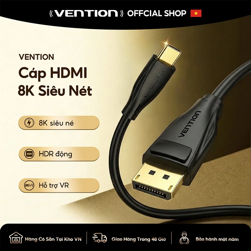 Vention Cáp chuyển đổi USB C sang DP 8K 60Hz/2K144Hz kết nối USB C sang laptop/máy chiếu 1080P  - Hàng Chính Hãng