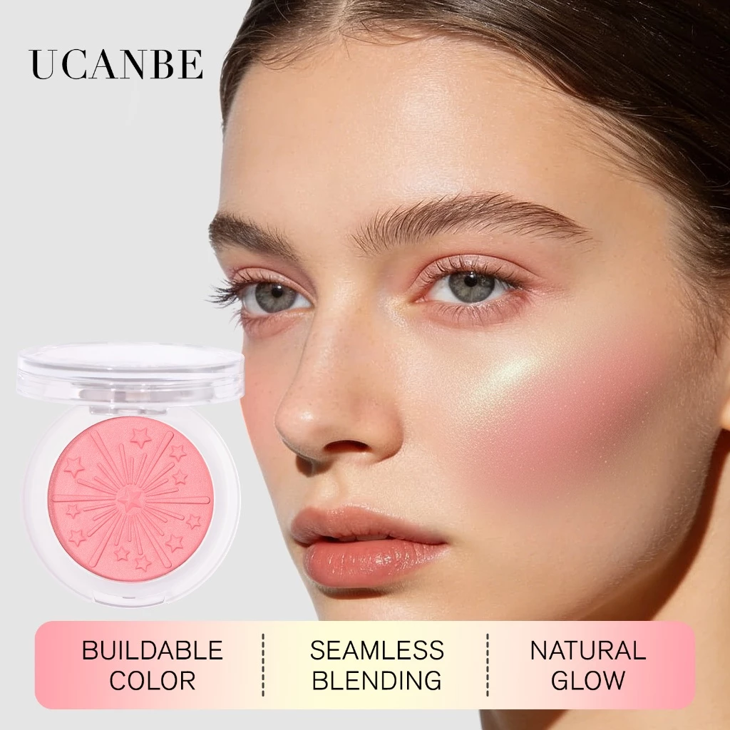 UCANBE Baked Blush for Cheek, Glow Blushing Palette - Bảng trang điểm phấn má hồng hỗn hợp mịn màng liền mạch, mang lại làn da bánh lái tự nhiên lâu trôi