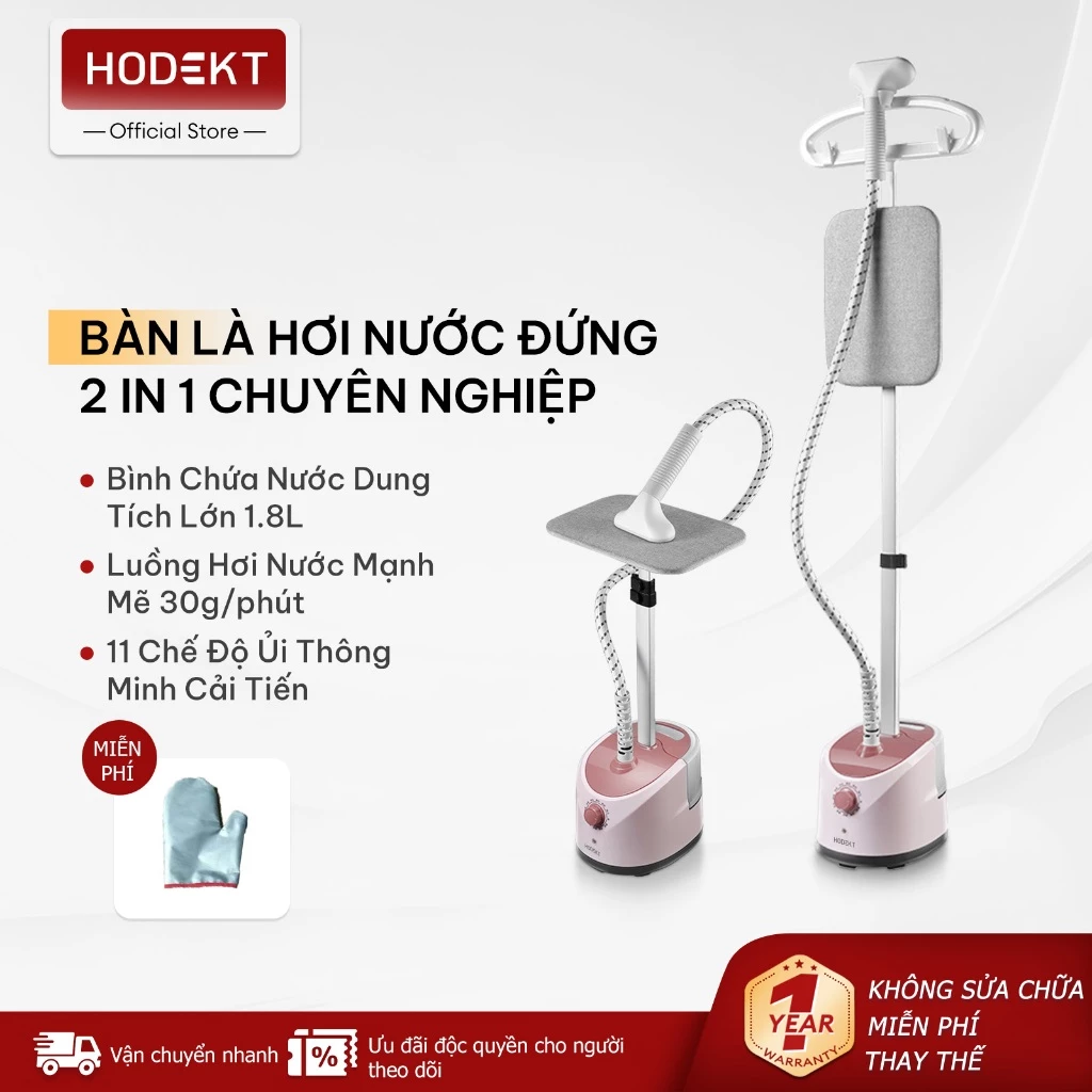 Bàn Là Hơi Nước Đứng 2 Trong 1 HODEKT 2000W 11 Chế Độ Bình Nước 1.8L Làm Nóng 20s Ủi Đứng & Ủi Phẳng