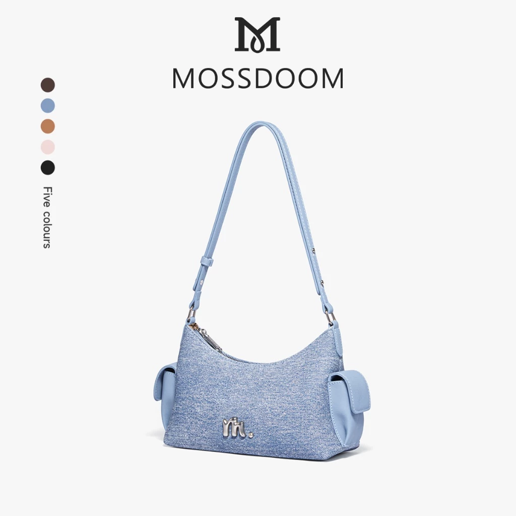 MOSSDOOM Pippa Bag Túi đeo vai nữ làm từ da và vải denim có nhiều màu sắc kiểu dáng Hàn Quốc túi đeo chéo phù hợp cho cả đi làm và dạo phố