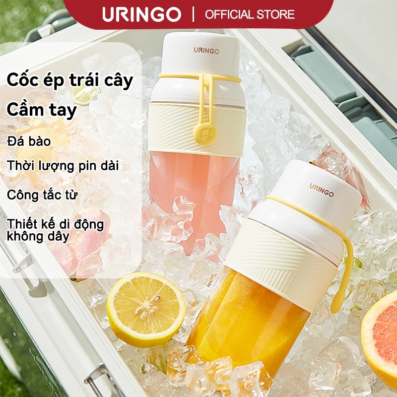 Máy ép trái cây kiêm máy xay đá cầm tay URINGO không dây, máy xay sinh tố mini (1300mAh/300ml)
