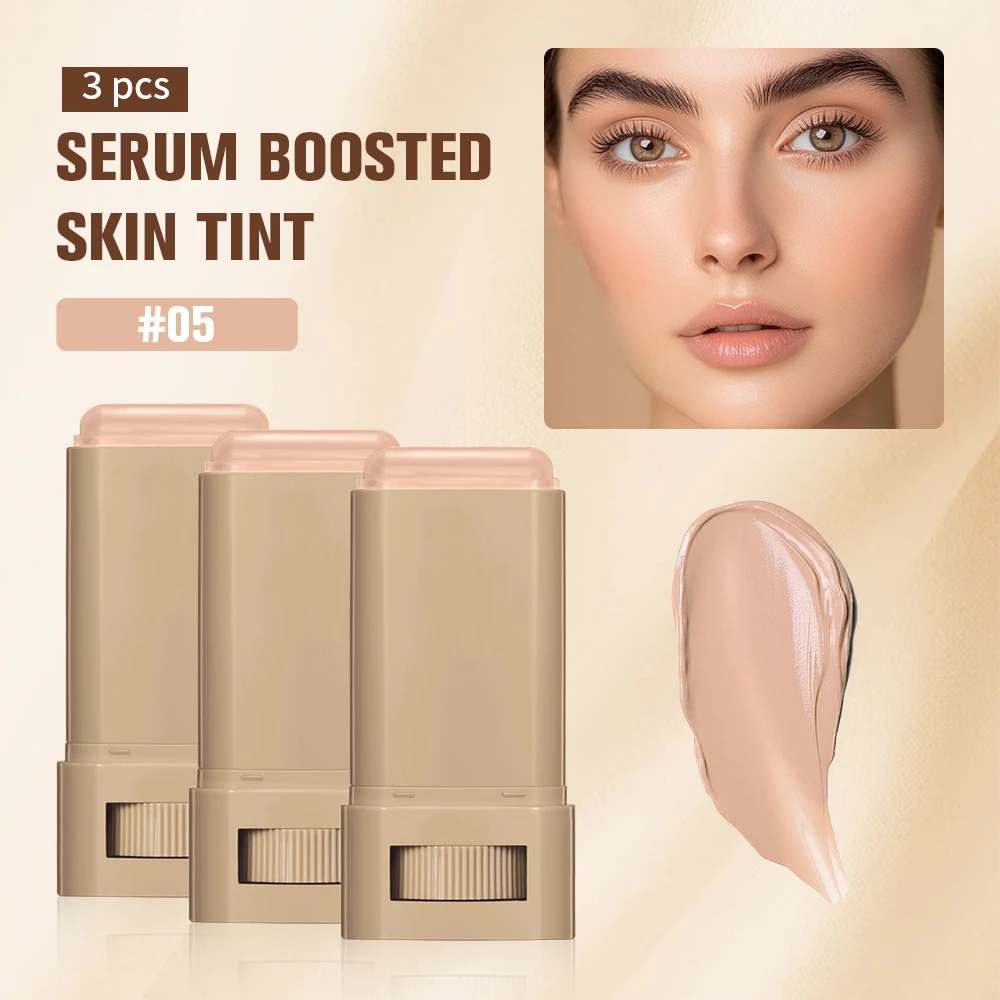 Lakerain Serum Boosted Skin Tint Trio Set – 3 Que nền rắn dưỡng ẩm, Tinh chất nhuộm màu lâu trôi, Làm sáng & mịn màng, Hoàn thiện phát sáng tự nhiên, Không dính mượt mà
