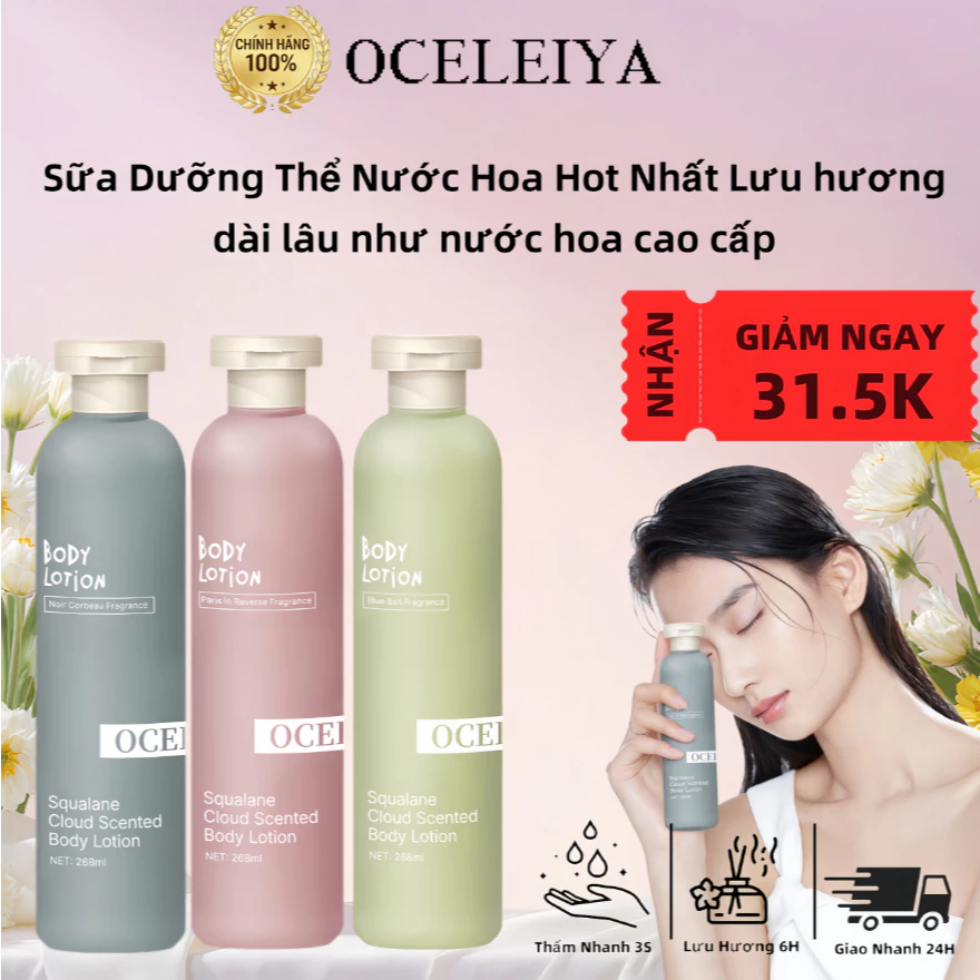 Sữa Dưỡng Thể Body Lotion Kem Dưỡng Thể Kem Body OCELEIYA Dưỡng Ẩm Cấp Ẩm Với Niacinamide Dưỡng Sáng Da Nuôi Dưỡng Da Toàn Thân Mềm Mịn Lưu Hương Lâu Thấm Nhanh Không Nhờn Rít Chăm Sóc Da Khô Cho Nam Nữ 268ml