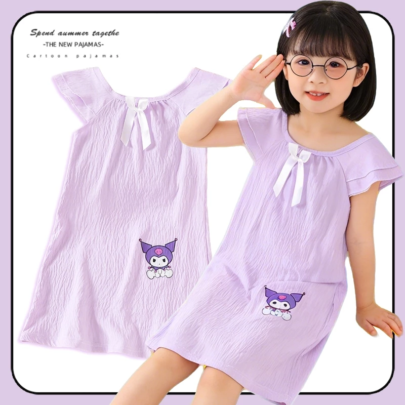 Baju Kuromi Bé Gái Đầm Trẻ Em Đồ Ngủ Cotton Không Tay Váy Ngủ Phòng Chờ Bé Gái Váy Ngủ Cho 3 - 4 Tuổi