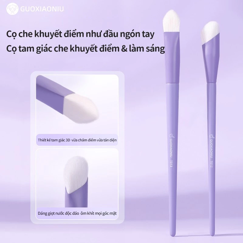 GUOXIAONIU Cọ Trang Điểm Đầu Tam Giác Tán Highlight & Cố Định Che Khuyết Điểm Chính Xác Đầu Cọ Hình Nón Mềm Mại Dễ Dùng