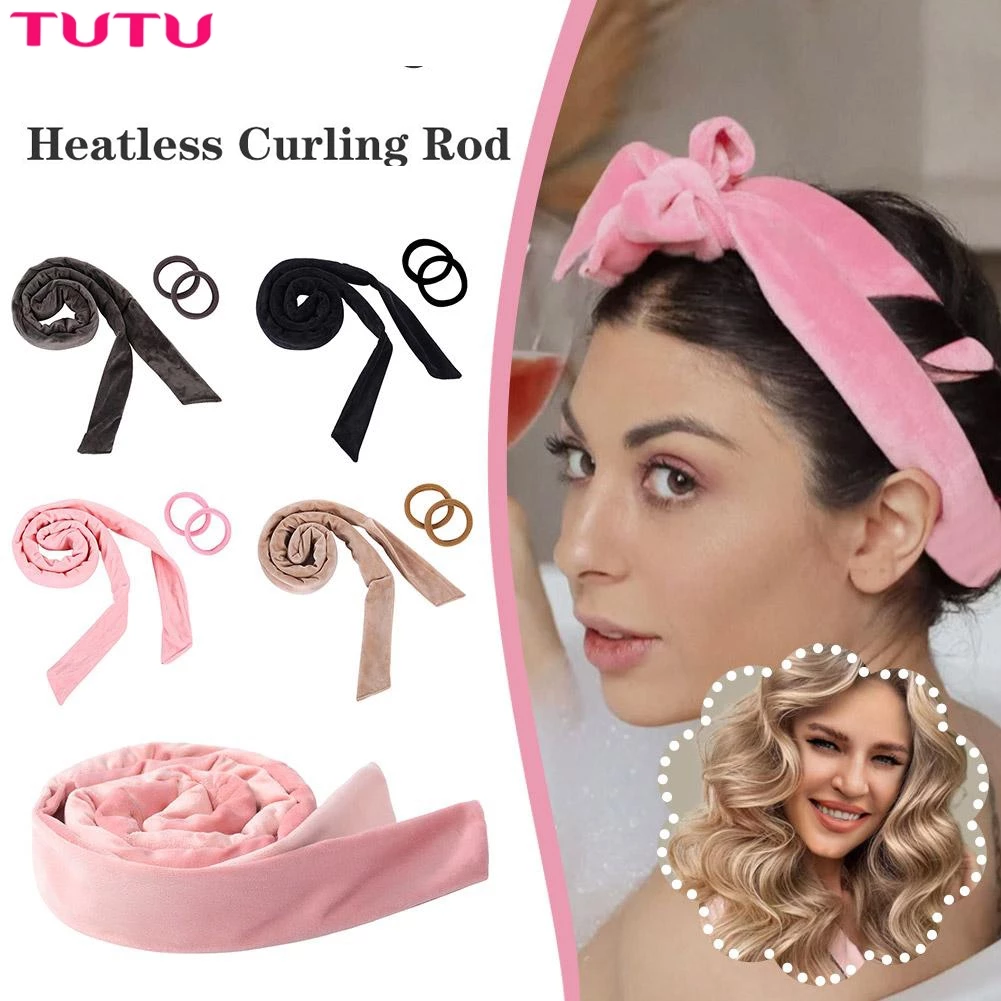 Satin Overnight Curling Ribbon - Dây buộc tạo kiểu tóc không nhiệt cho sóng tự nhiên con lăn ngủ có thể điều chỉnh & tạo lọn tóc không gây hư tổn thiện với giường