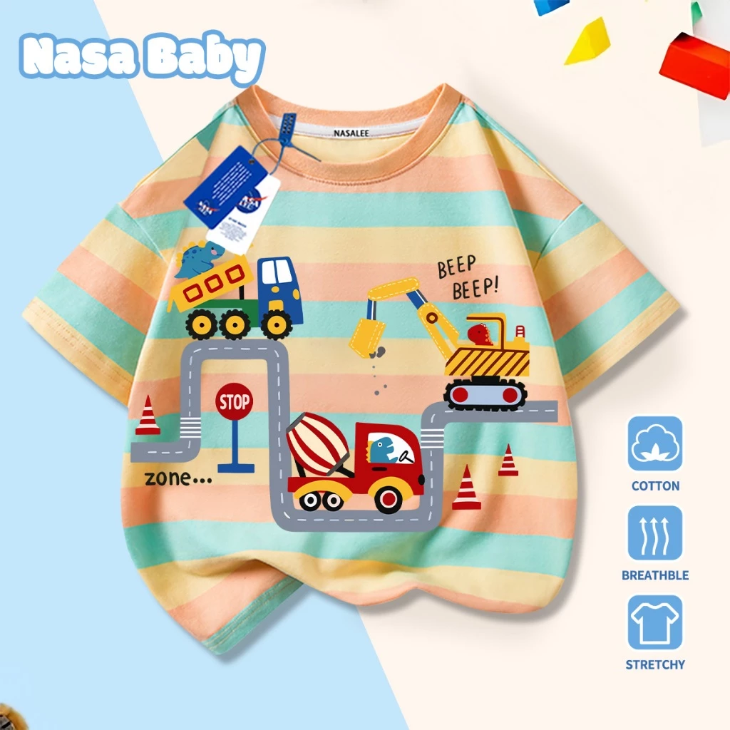Áo thun sọc trẻ em NASA, áo thun ngắn tay in hình hoạt hình Roblox cho bé trai bé gái 2-16 tuổi mùa hè