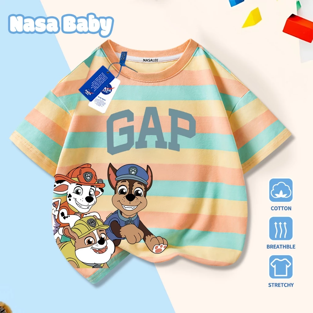 Dịch nghĩa tiếng Việt: "Áo thun in hình NASA Đội Cún Cứu Hủa (Paw Patrol) cho bé trai và bé gái, tay ngắn, chất liệu cotton 100%, mùa hè, giao hàng trong 24 giờ"