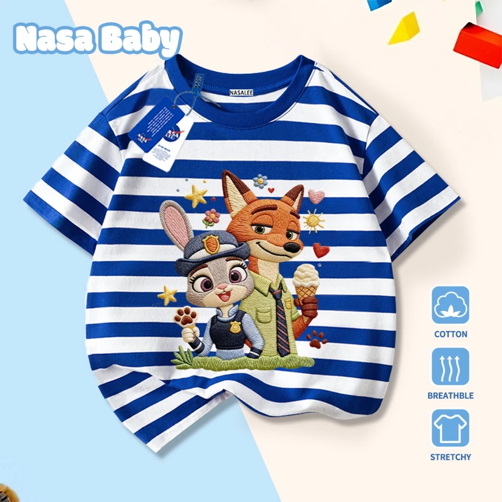 Áo thun NASA Judy và Nick, chất liệu cotton thoáng mát, tay ngắn phong cách casual cho nam nữ và trẻ em vào mùa hè. Giao hàng trong 24 giờ.