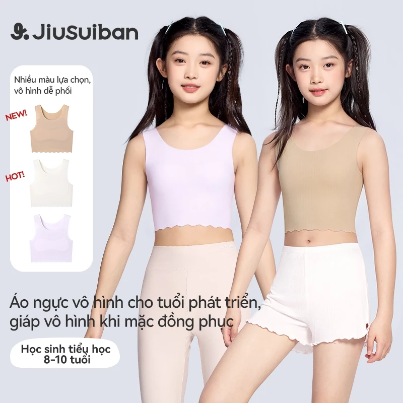 JiuSuiban Đồ Lót Phát Triển Bé Gái 8-10 Tuổi Học Sinh Tiểu Học Liền Mạch Áo Ngực Vô Hình 80S Ultra-Fine Modal 7A Kháng Khuẩn Chống Nổ