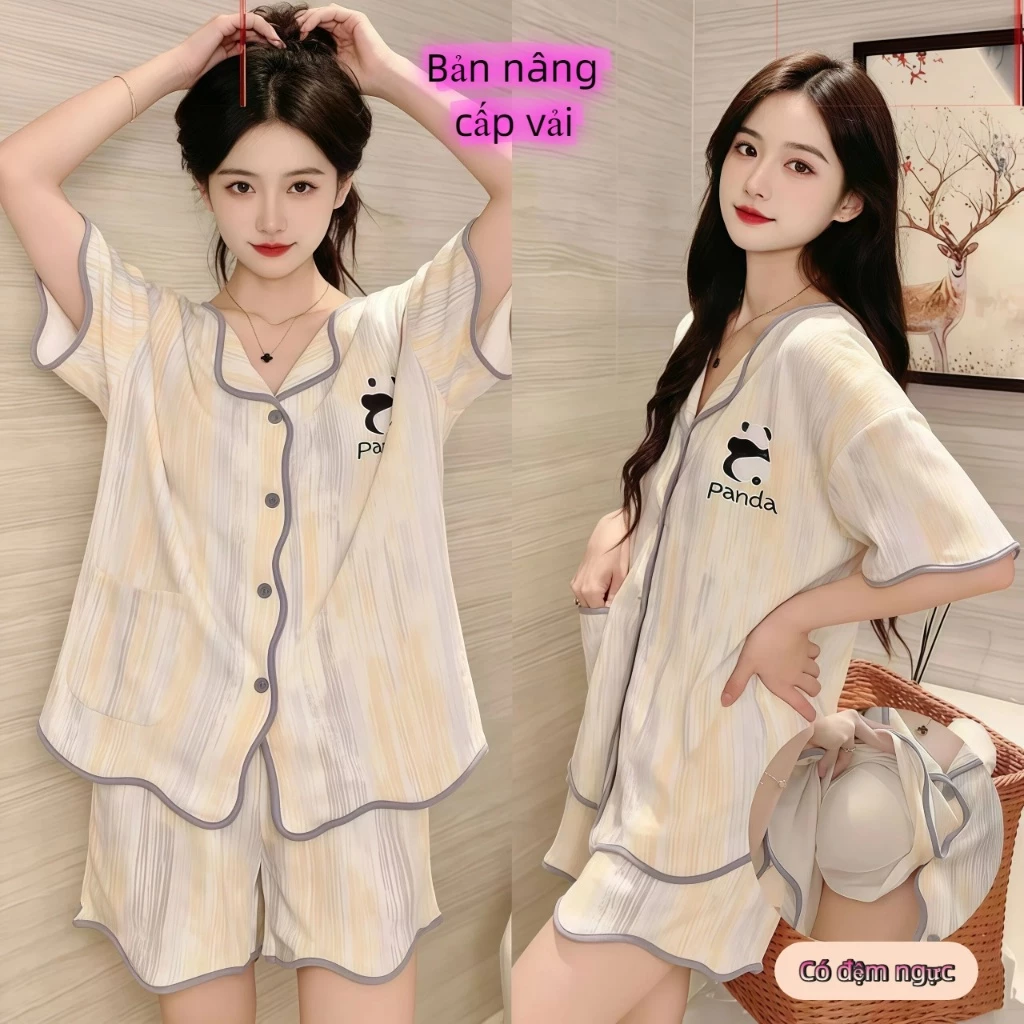 【Mã giảm giá-MI3PF738】Bộ Đồ Ngủ Nữ Cài Nút Có Đệm Ngực Tay Ngắn Quần Short - Chất Cotton Mây Cao Cấp, Mềm Mịn Như Tơ, Mỏng Nhẹ Thoáng Khí - Kiểu Dáng Dễ Thương, Mặc Nhà Hay Đi Chơi Đều Đẹp | HÀNG HOT MÙA XUÂN 2026