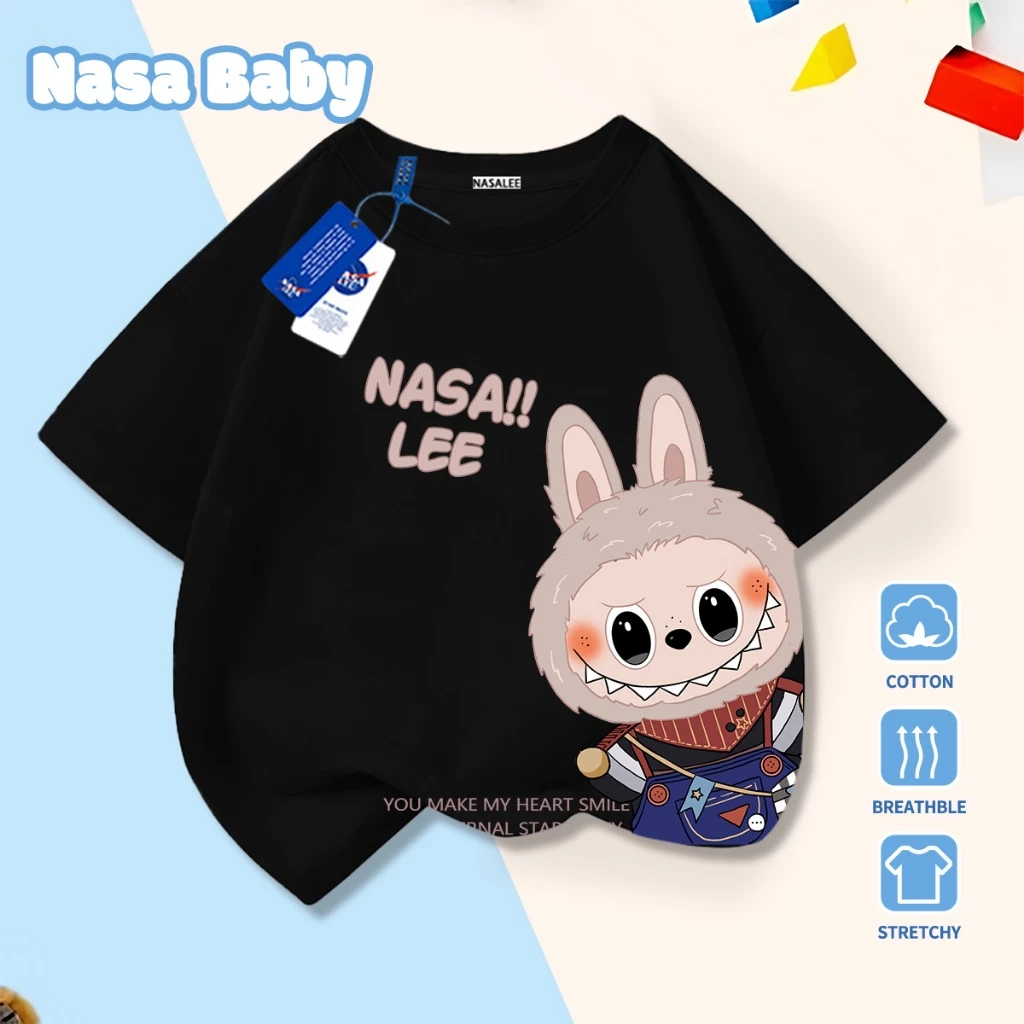 Áo thun NASA thỏ dễ thương cho nam nữ và trẻ em, tay ngắn thoáng mát mùa hè, giao hàng trong 24 giờ.