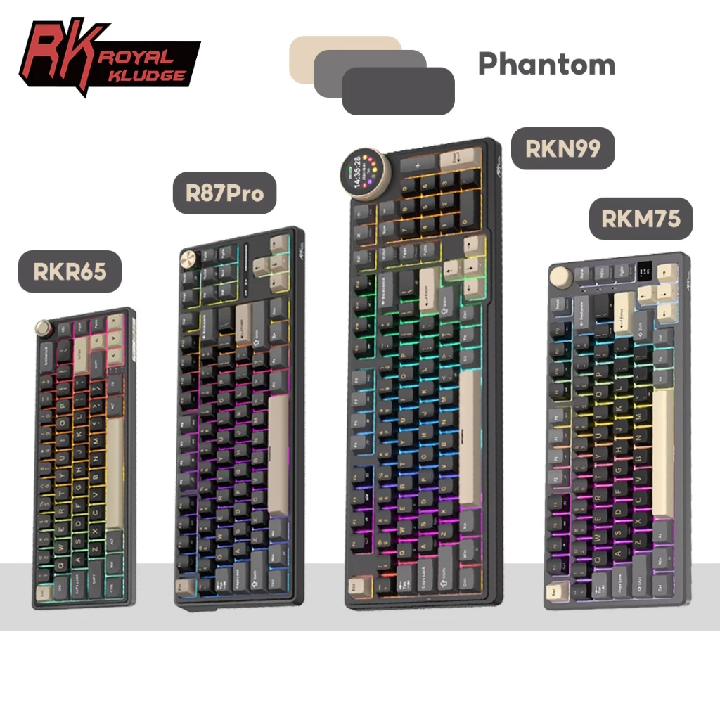 Royal Kludge RK M20 R65 R75 M75 R87Pro R98Pro N99 68HE 75HE R75PRO R108 Phantom Có Núm Bàn Phím Cơ RGB