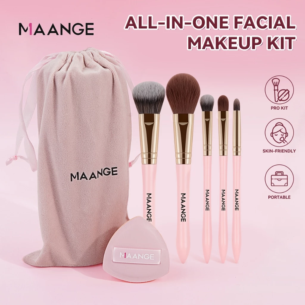 MAANGE 5 Bộ cọ trang điểm Bộ cọ phấn má hồng cao cấp Bộ cọ phấn mắt và túi trang điểm 52184