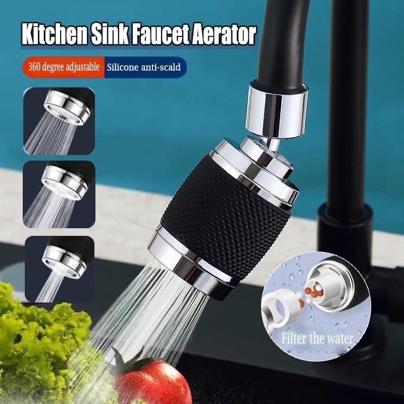 Đầu vòi Bộ mở rộng vòi phun nước xoay 360 độ Bộ mở rộng vòi lọc ba tốc độ có thể điều chỉnh nước nóng lạnh đa năng