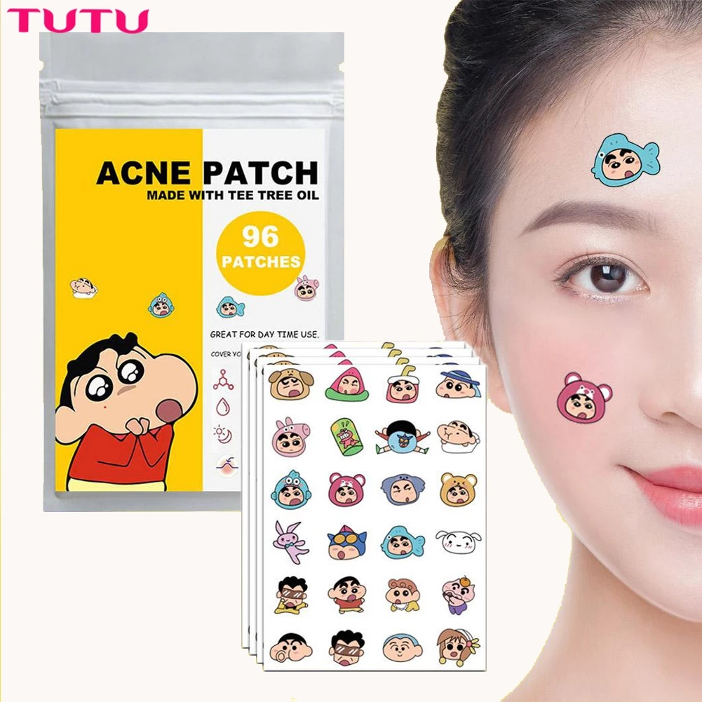 96 Cái / 24 Cái Hoạt Hình Mụn Miếng Dán Nhiều Màu Sắc Crayon Shin Chan PE Mụn Miếng Dán