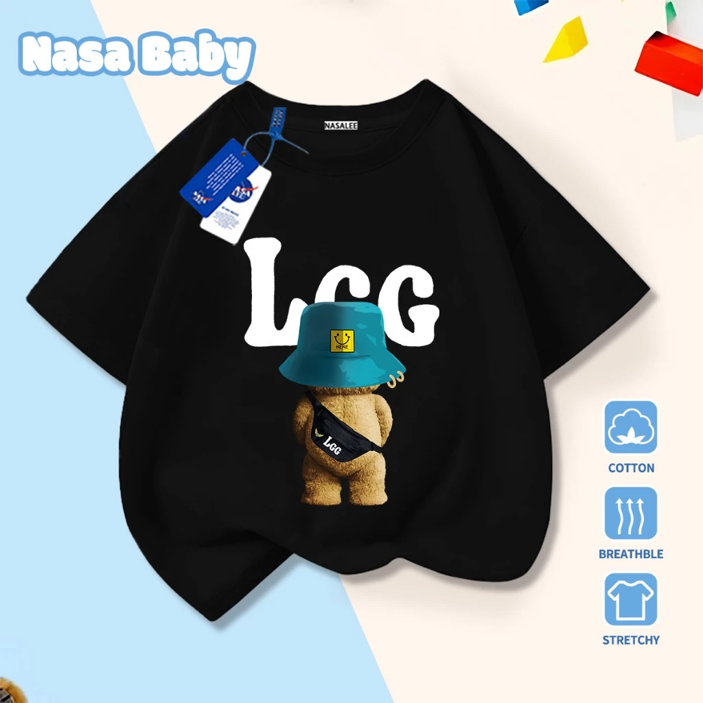 Dịch sang tiếng Việt: Áo phông NASALEE, áo cộc tay unisex trẻ em mùa hè, chất cotton thoáng khí.