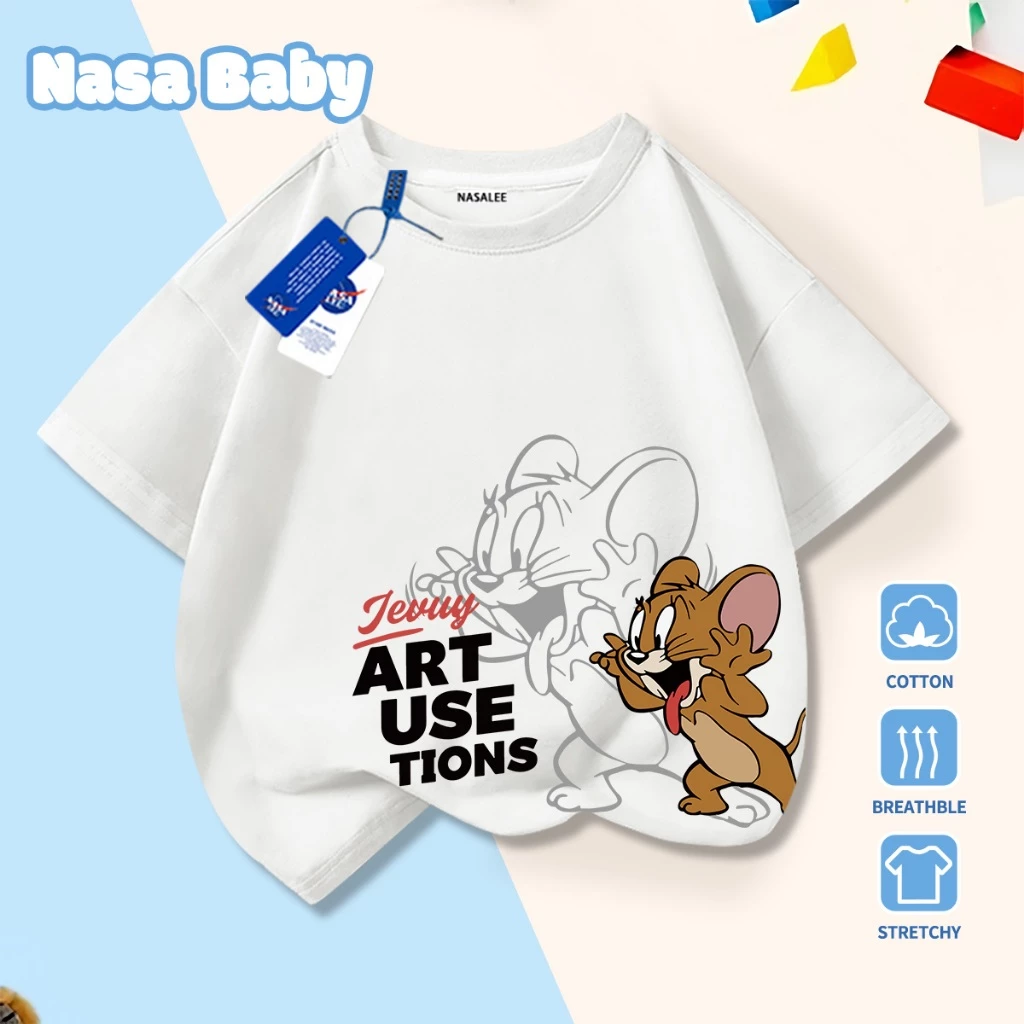 Áo thun in hình Tom và Jerry phiên bản NASA - áo ngắn tay cotton mùa hè - giao hàng trong 24h​
