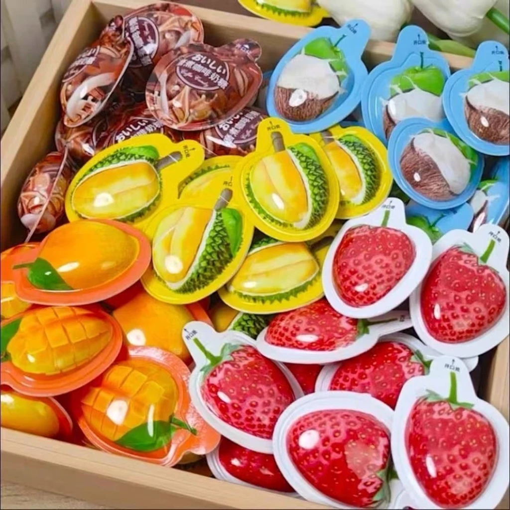 3D Ba Chiều Hương Vị sầu Riêng Hương Vị Dâu Dừa Hỗn Hợp Kẹo Mút Ăn Nhẹ Đồ Ăn Nhẹ