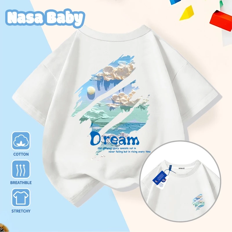 Áo thun in hình Doodle NASA, nam nữ trẻ em, chất liệu cotton thoáng mát mùa hè, giao hàng trong 24 giờ.​