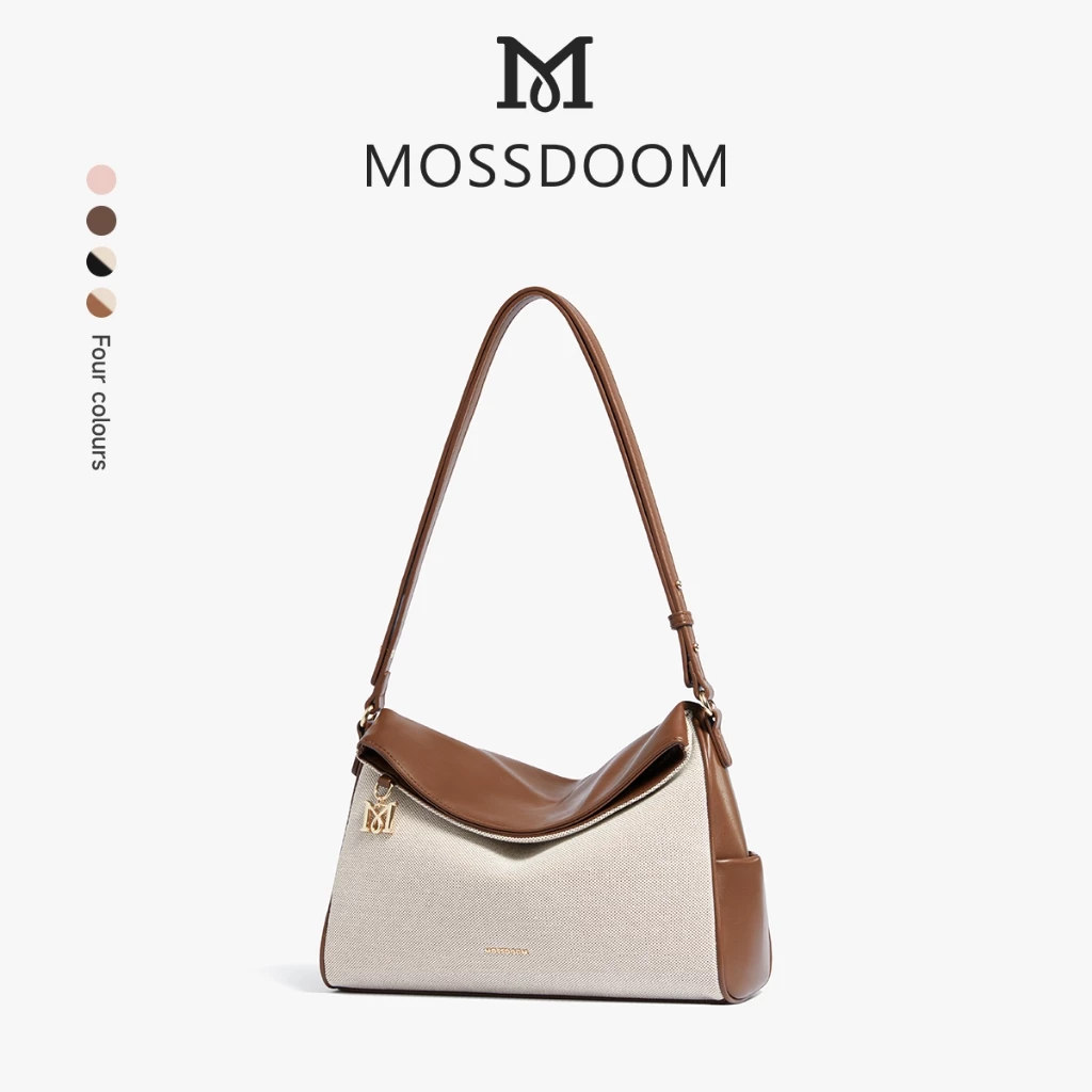 MOSSDOOM Cori Bag Túi đeo vai nữ kiểu Hàn Quốc chất lượng cao mềm mại và dung tích lớn thiết kế phối màu độc đáo