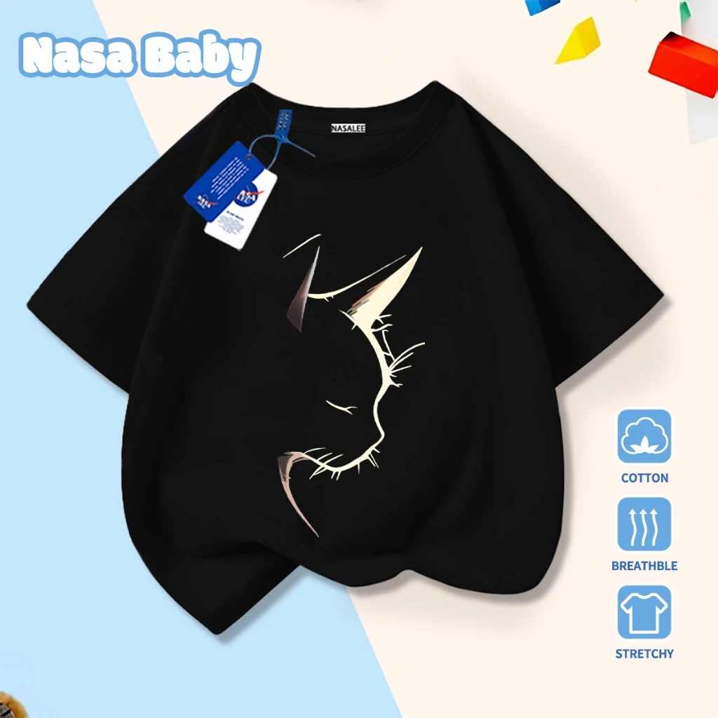 Áo thun in hình mèo con NASA, chất liệu cotton thoáng mát, tay ngắn, dành cho trẻ em trai/gái và người lớn, giao hàng trong 24 giờ.