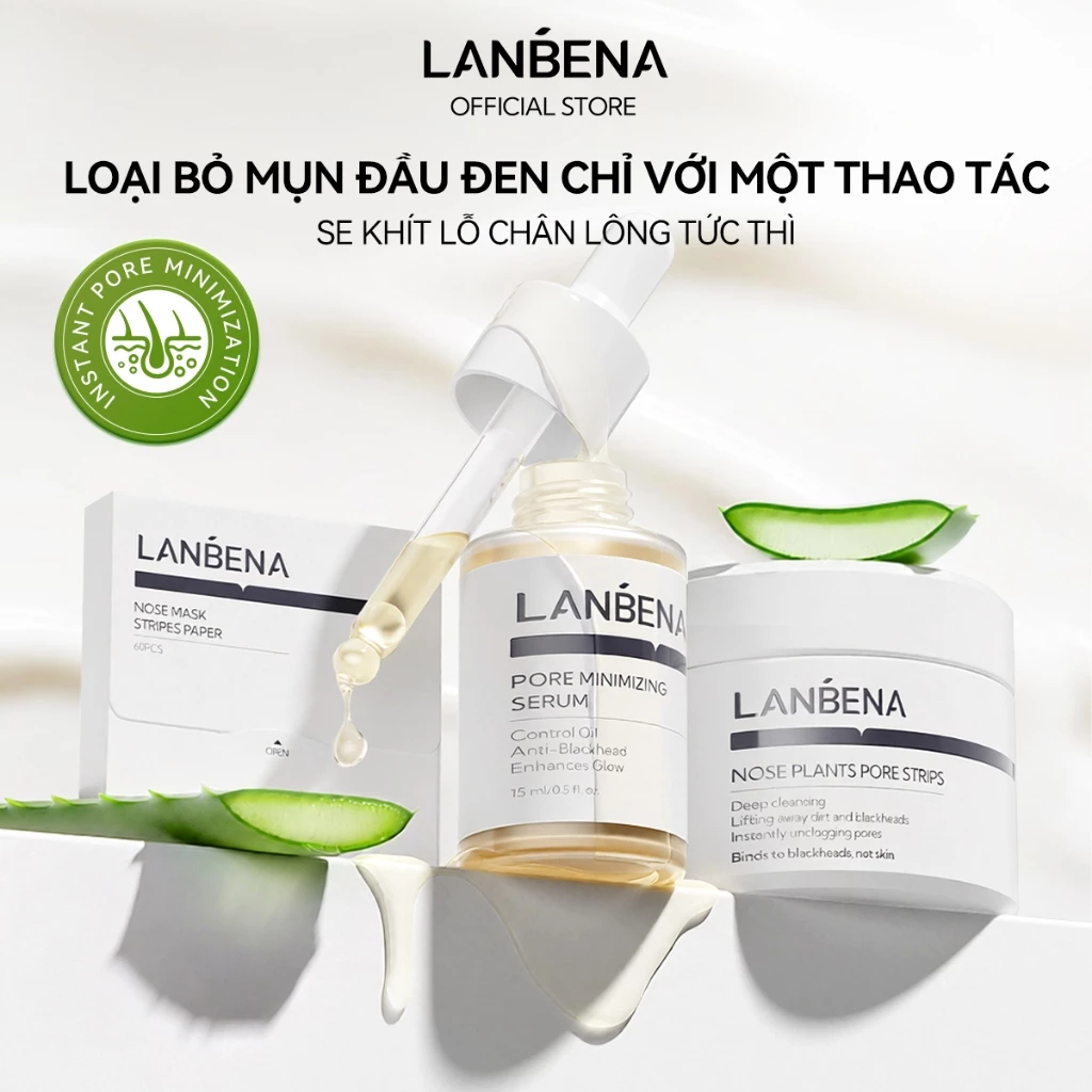 LANBENA [Lột Mụn+Serum]  Mặt nạ mũi và serum thu nhỏ lỗ chân lông (30g+30ml) -  sạch mụn đầu đen kiềm dầu nhỏ lỗ chân lông Skincare