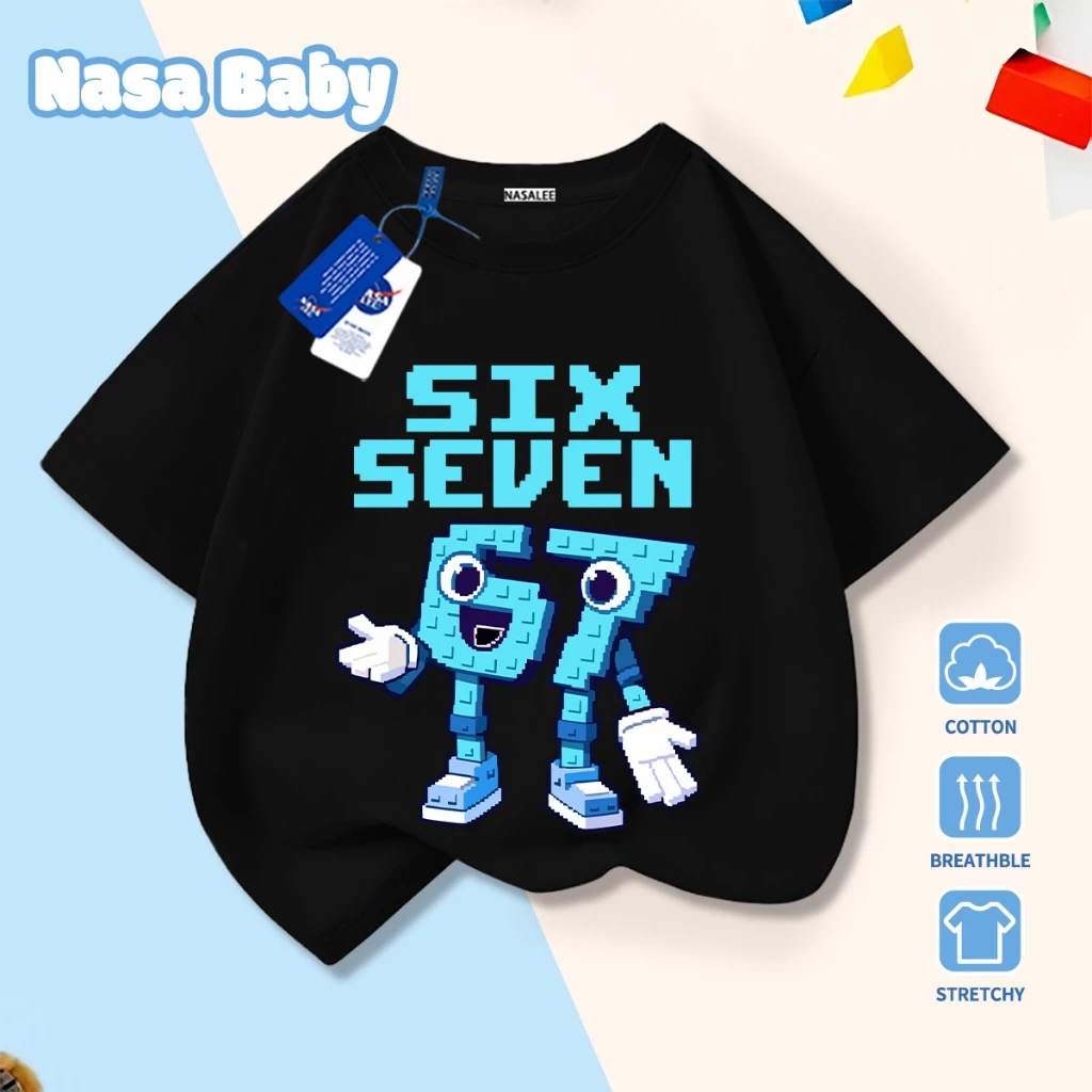Áo thun in hình hoạt hình NASA, chất liệu cotton thoáng mát, dành cho bé trai/gái và người lớn, tay ngắn, giao hàng trong 24 giờ