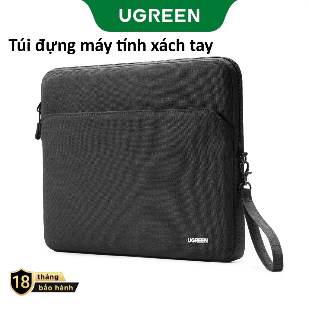 Túi đựng máy tính xách tay lưu trữ hai lớp UGREEN Vải chống thấm nước màu đen 13-13,9 Inch YKK Dây kéo AirTag Giá đỡ máy tính xách tay chống mài mòn
