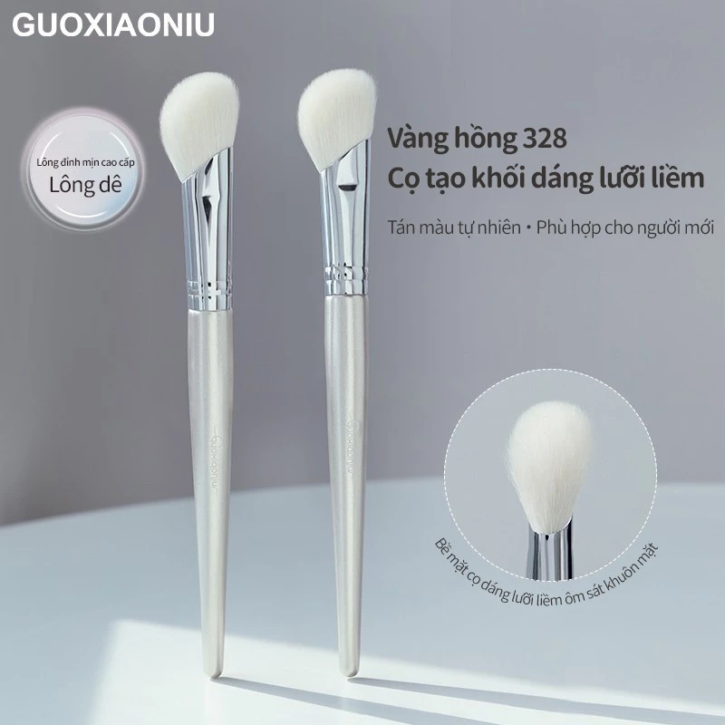 GUOXIAONIU Vàng hồng #328 Bàn chải đường viền góc Bàn chải điêu khắc mặt lớn để bóng & nổi bật